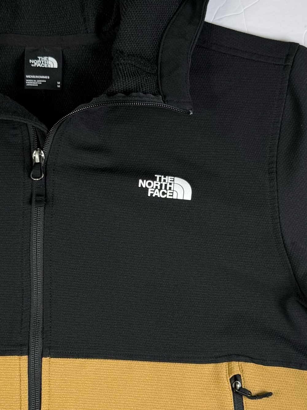 The North Face Men’s M Black Camel Colorblock Hooded Full Zip Jacket
